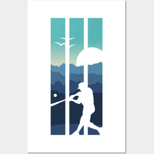 Baseball Fan Art Sunset Design Posters and Art